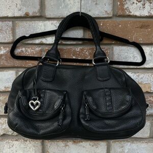 Brighton Slouchy Black Leather Hobo Handbag
